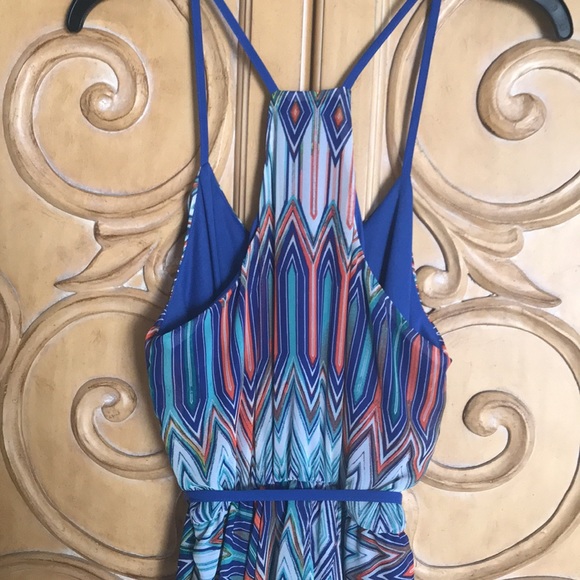 My Michelle Sundress with Handkerchief Hem Royal & Aqua Blue - Picture 5 of 12